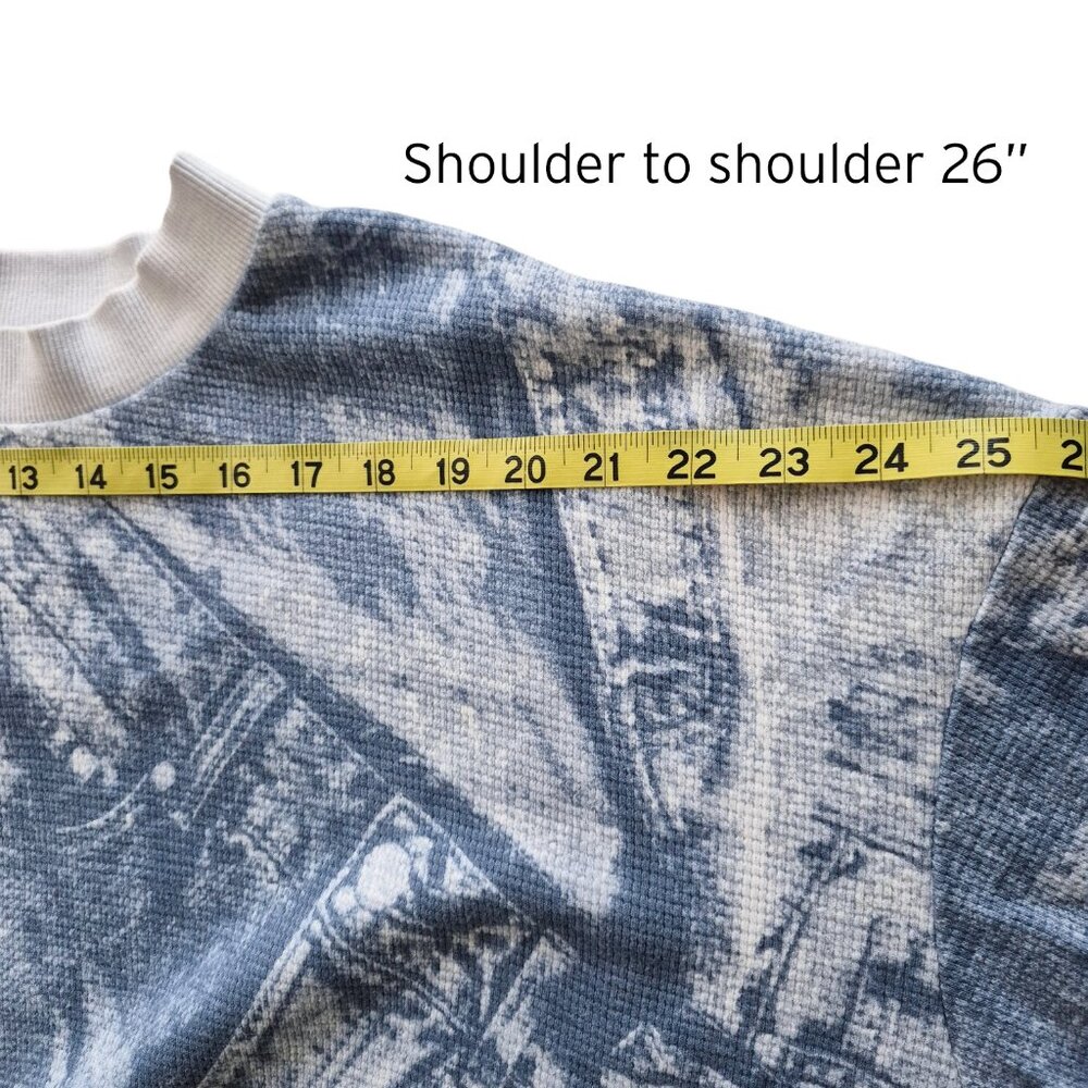 Oversized Boxy Denim Printed Waffle Tee Shirt & Shorts Set Track Suit Size XL - Picture 6 of 16